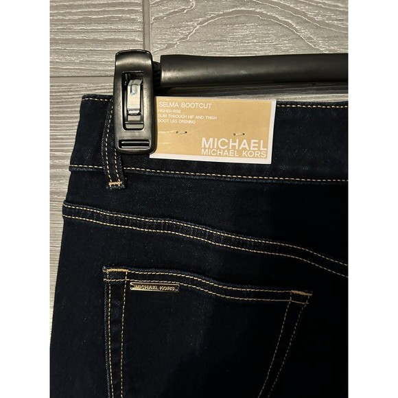 NWT Michael Kors Midnight Dark Wash Stretch Selma Bootcut Jeans - Size 4 - Picture 4 of 5